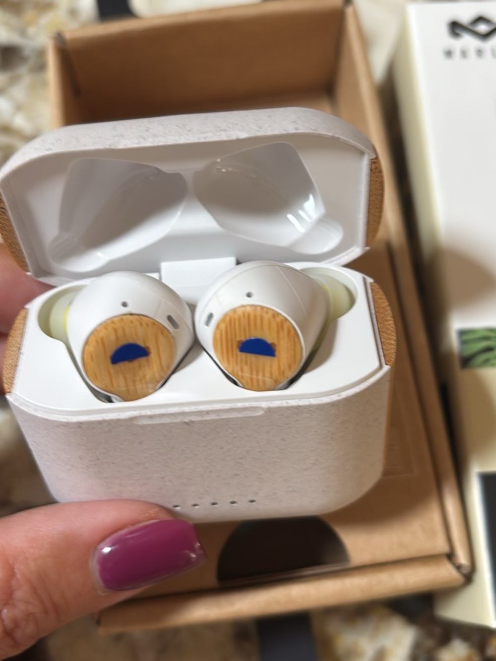 Rebel White True Wireless Earbuds with Bamboo Accent